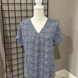 Navy Blue Polka Dot Women's Top